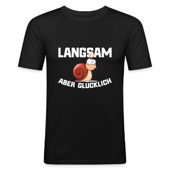 Marathon Lustiger Spruch Jogger Läufer - Männer Slim Fit T-Shirt - Schwarz - Vorne - Nik (191cm)