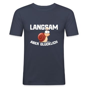 Marathon Lustiger Spruch Jogger Läufer - Männer Slim Fit T-Shirt - Navy - Vorne - Nik (191cm)