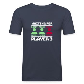 Aspettando Player 3 annunciare la gravidanza - Maglietta aderente da uomo - navy - Fronte - Nik (191cm)