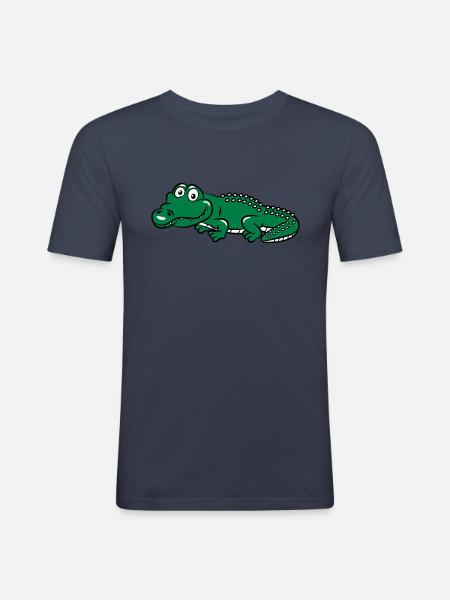 Krokodil witzig - Männer Slim Fit T-Shirt - Navy