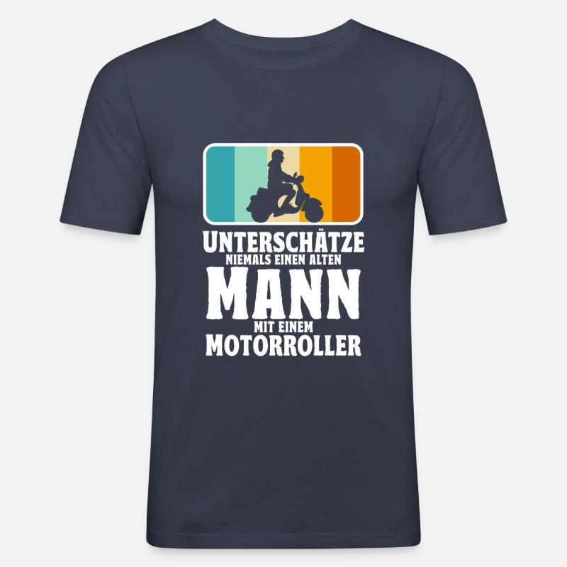 Rollerfahrer Geschenke Motorroller Scooter - Männer Slim Fit T-Shirt - Navy