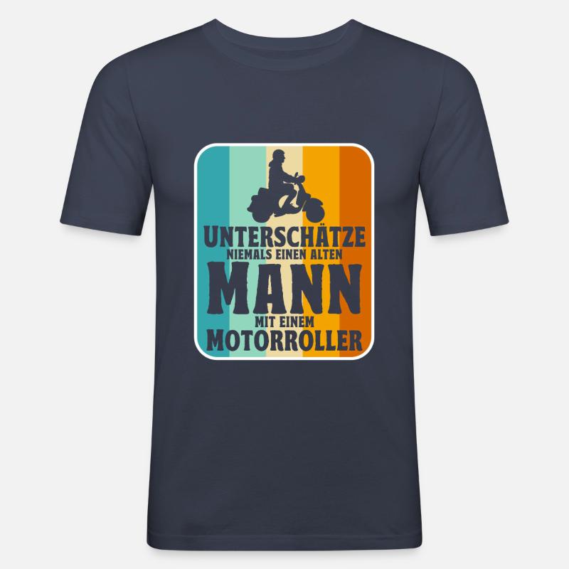 Rollerfahrer Geschenke Motorroller Scooter - Männer Slim Fit T-Shirt - Navy