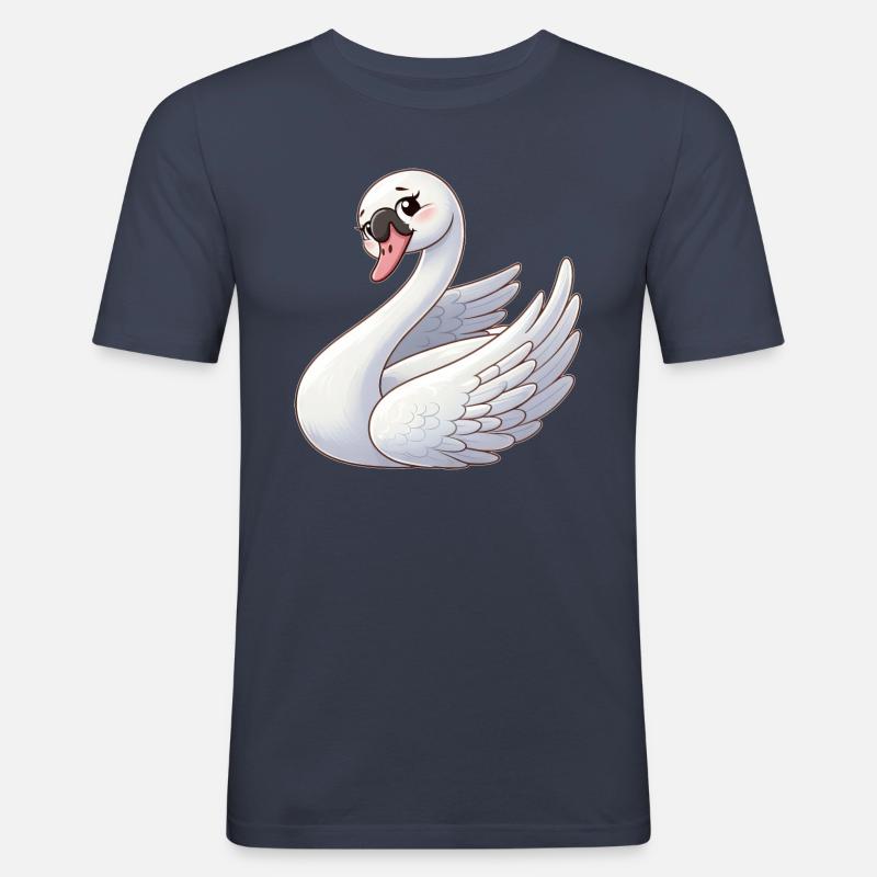 Weißer Schwan als himmlischer Engel - Männer Slim Fit T-Shirt - Navy