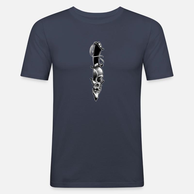 Totenkopf im Dotwork-Stil - Männer Slim Fit T-Shirt - Navy