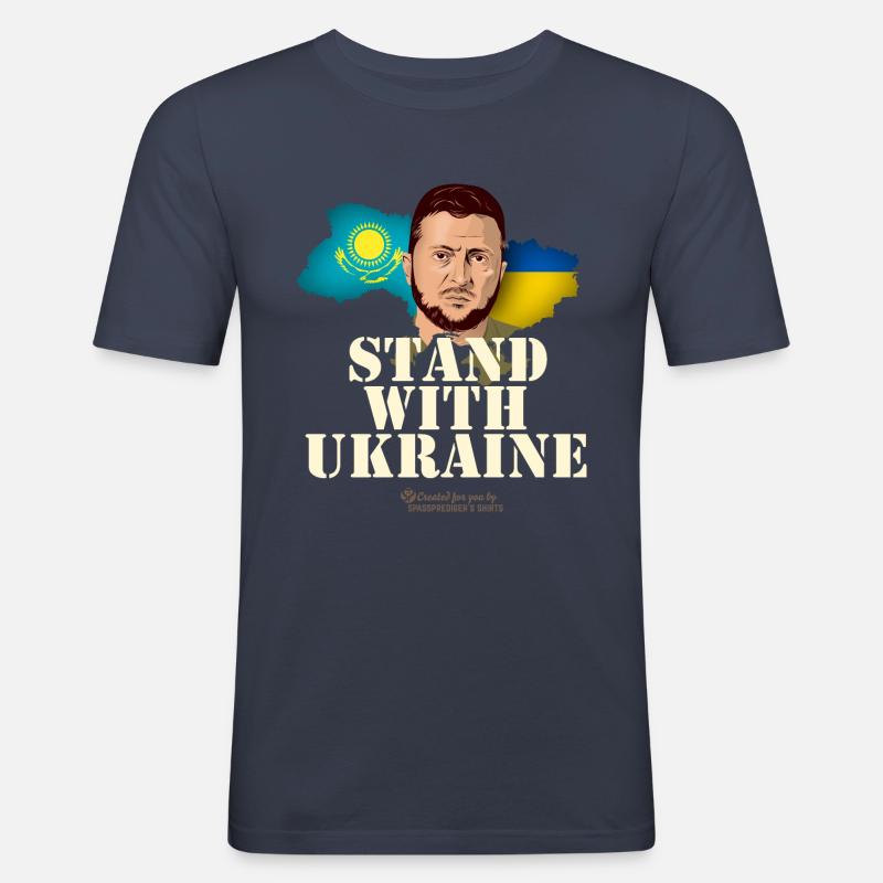 Ukraine Kasachstan - Männer Slim Fit T-Shirt - Navy