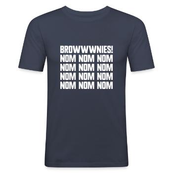 Brownies Nom Nom Nom Brownie Eater Brownie - Männer Slim Fit T-Shirt - Navy - Vorne - Nik (191cm)