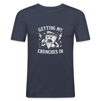 My Gym Crunches Do Fun Chi - Men's Slim Fit T-Shirt - navy - Front - Nik (191cm)