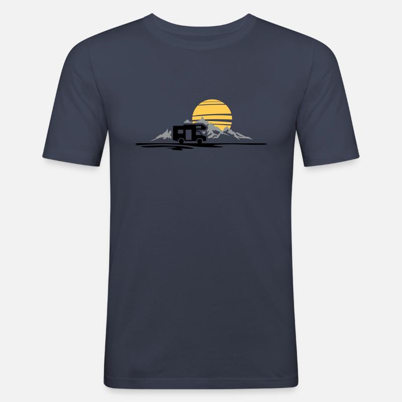 Freizeit - Wohnmobil Berge - Männer Slim Fit T-Shirt - Navy