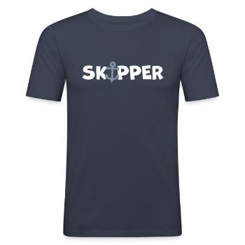 Skipper - Männer Slim Fit T-Shirt - Navy - Vorne - Nik (191cm)