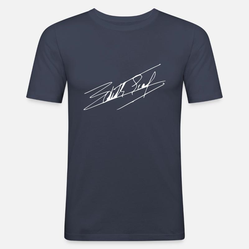 Édith Piaf Autogramm - Männer Slim Fit T-Shirt - Navy