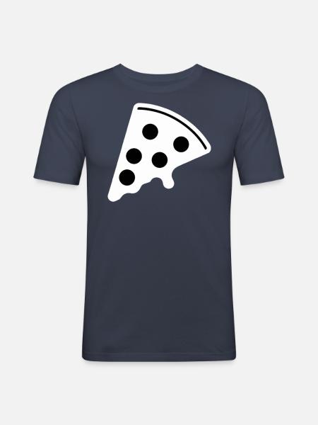 Pizza Geschenkidee Pizzastück - Männer Slim Fit T-Shirt - Navy