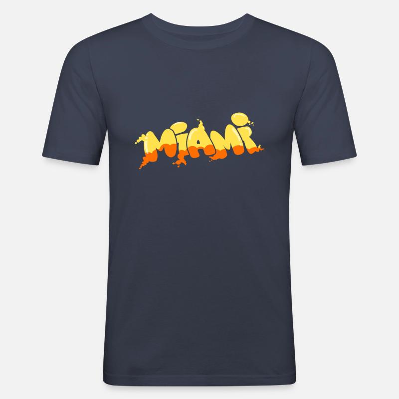Miami Graffiti - Männer Slim Fit T-Shirt - Navy