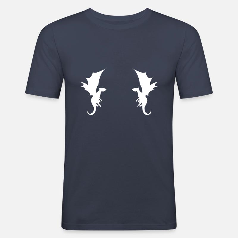 Dragon Dragon Pattern - Men's Slim Fit T-Shirt - navy