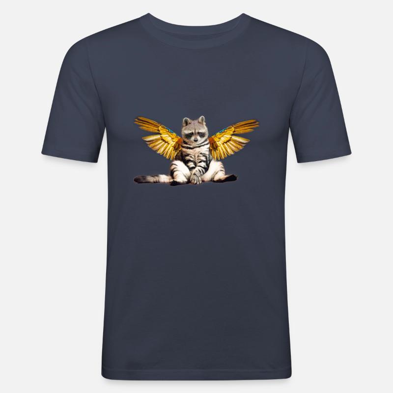 Waschbär Katze - Männer Slim Fit T-Shirt - Navy