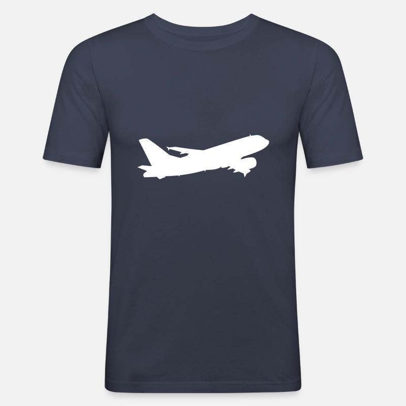 Flugzeug - Männer Slim Fit T-Shirt - Navy