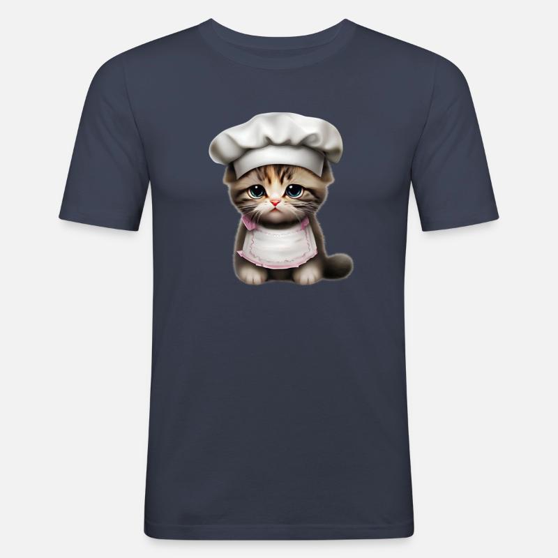 Chefkoch Katze - Männer Slim Fit T-Shirt - Navy