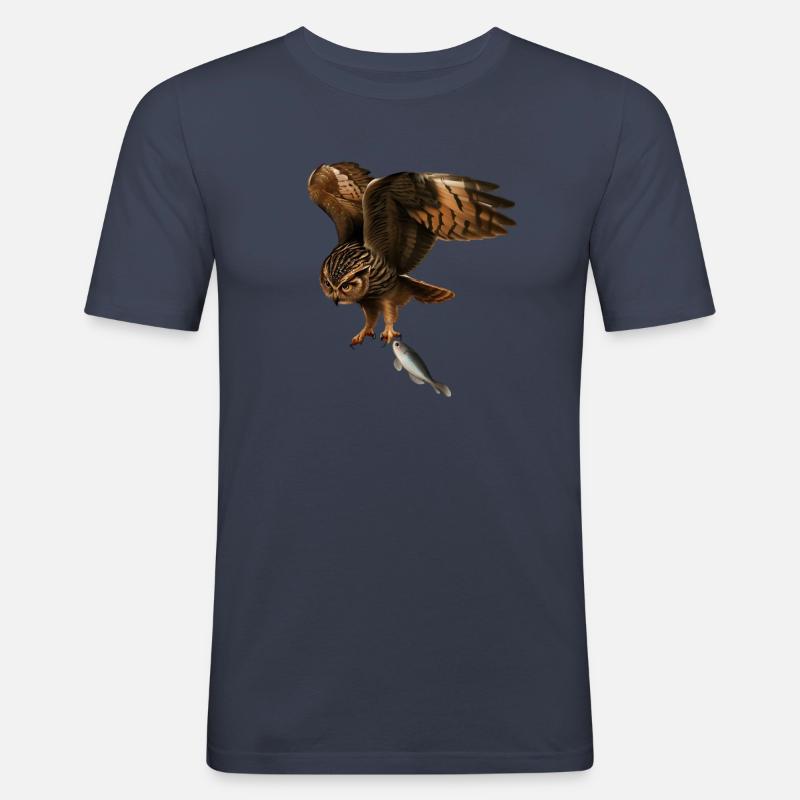 Die fischfangende Eule - Männer Slim Fit T-Shirt - Navy