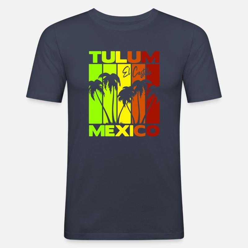 Tulum El Castillo Mexico - Männer Slim Fit T-Shirt - Navy