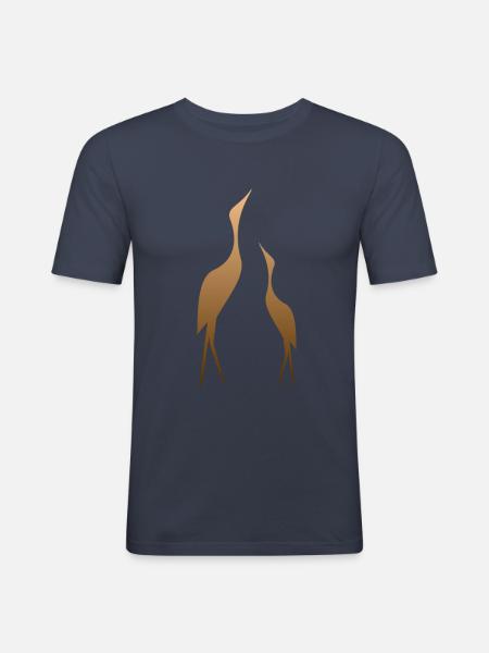 Kranich Kraniche Kranichbeobachter Kranichfeld - Männer Slim Fit T-Shirt - Navy