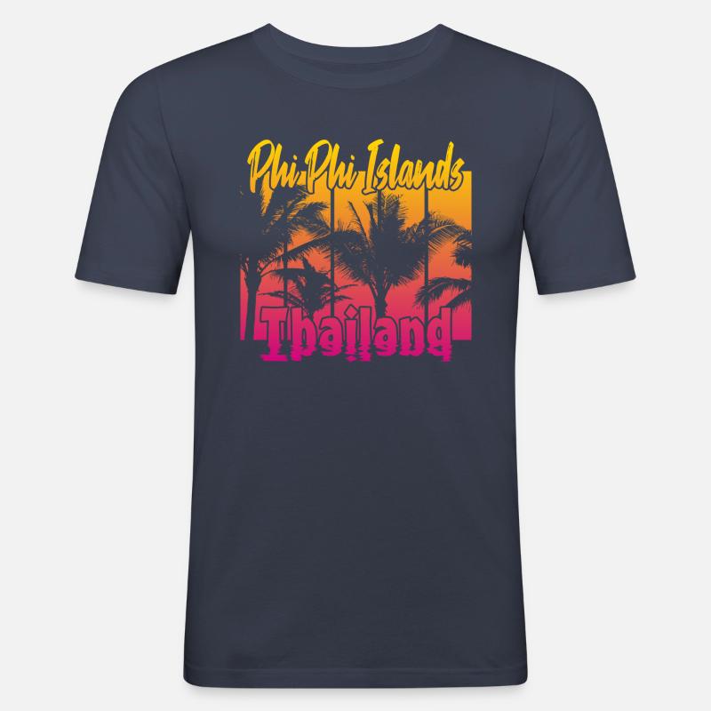 Phi Phi Islands Thailand - Männer Slim Fit T-Shirt - Navy