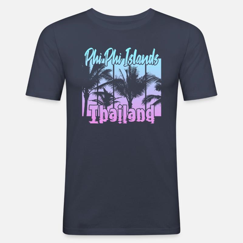 Phi Phi Islands Thailand - Männer Slim Fit T-Shirt - Navy