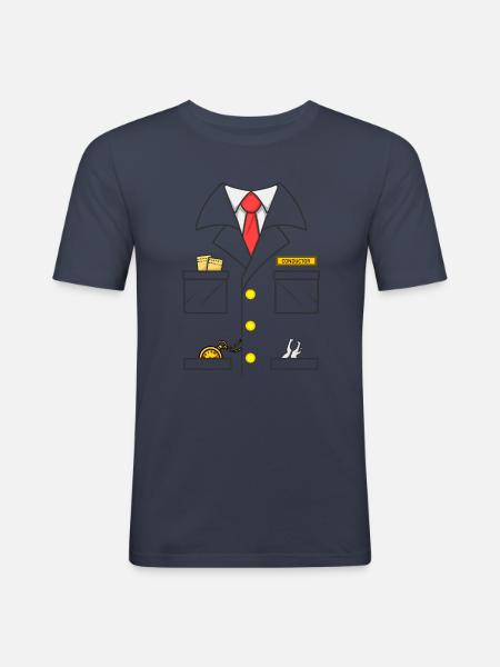 Zugleiter Kost�m Halloween Train Dirigent - Männer Slim Fit T-Shirt - Navy