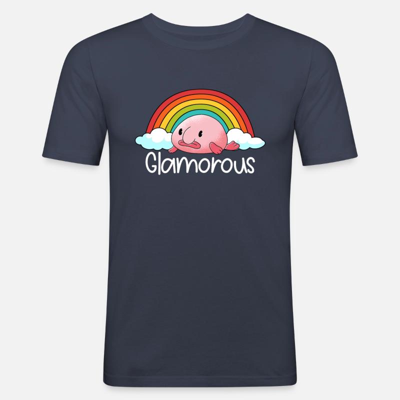 Blobfish Glamorous Rainbow Blobfish - Männer Slim Fit T-Shirt - Navy