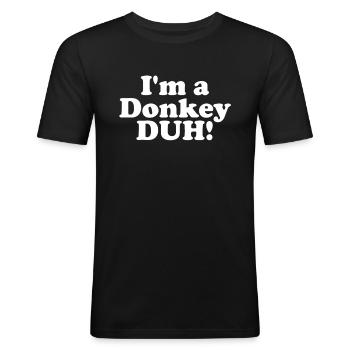 Ich bin ein Esel duh! Faules Halloween -Kostüm Ese - Männer Slim Fit T-Shirt - Schwarz - Vorne - Nik (191cm)