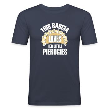 Diese Babcia liebt ihre kleinen Pierogies Babcia - Männer Slim Fit T-Shirt - Navy - Vorne - Nik (191cm)