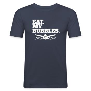 Eat My Bubbles Schwimmer-Schwimmteam Eat My Bubble - Männer Slim Fit T-Shirt - Navy - Vorne - Nik (191cm)