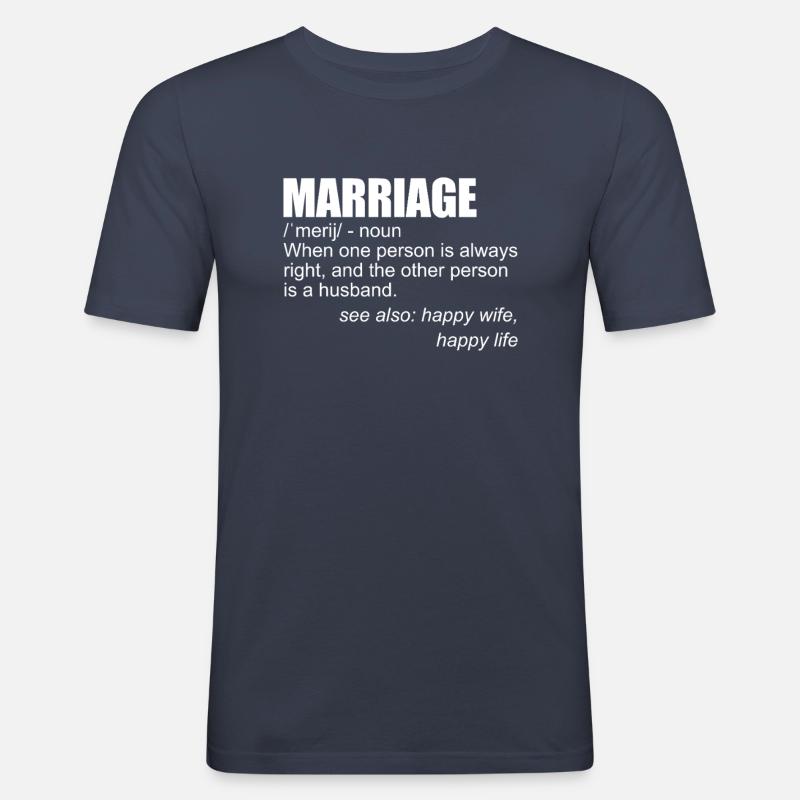 Lustige Ehe-Definition-Ehemann-Ehefrau-Ehe - Männer Slim Fit T-Shirt - Navy