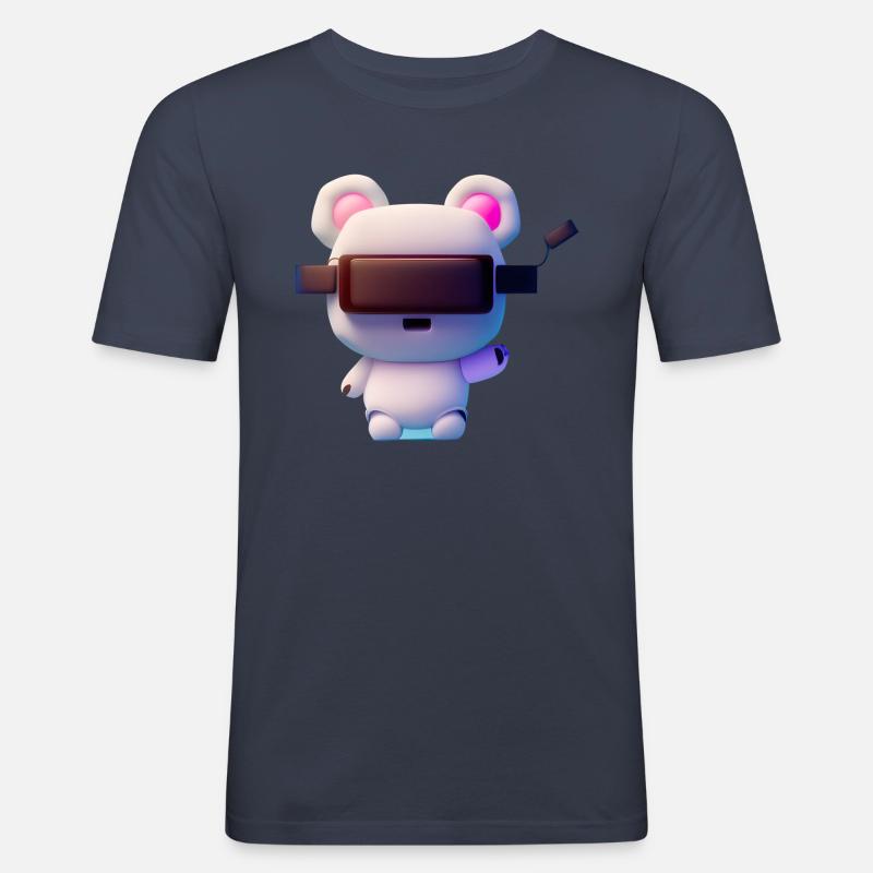 Bär mit Virtual Reality Headset - Männer Slim Fit T-Shirt - Navy
