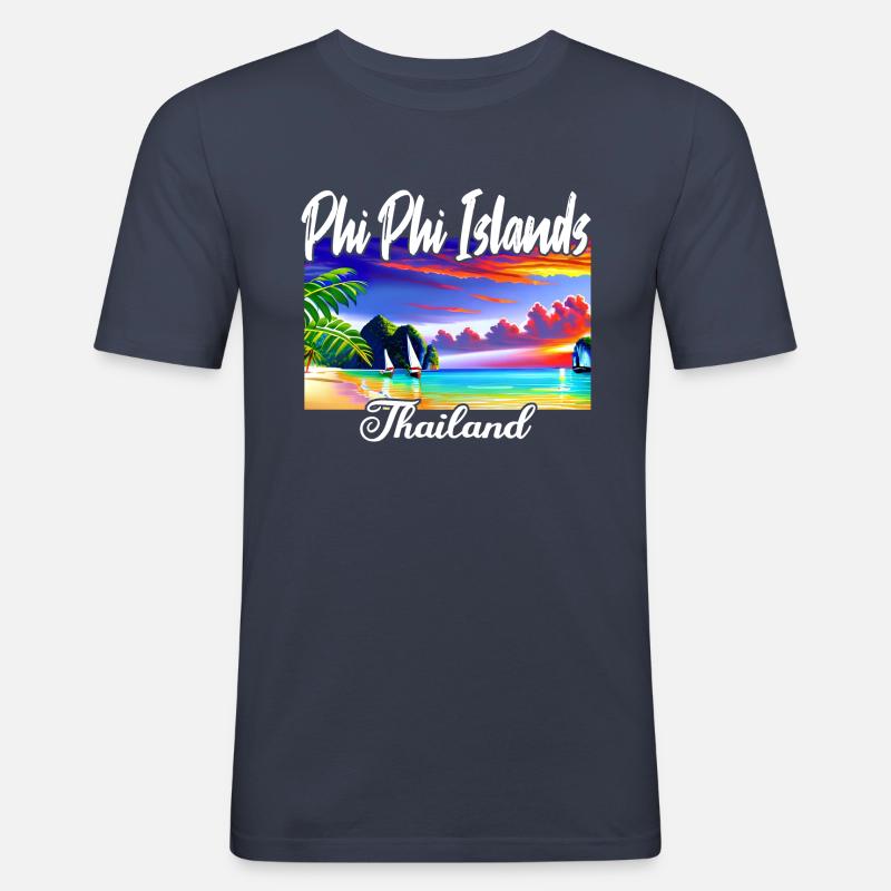 Phi Phi Island Thailand - Männer Slim Fit T-Shirt - Navy