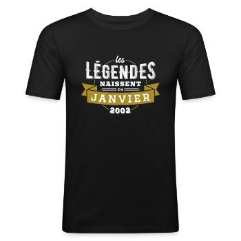 Les légendes naissent en janvier 2002 - T-shirt près du corps Homme - noir - Devant - Nik (191cm)