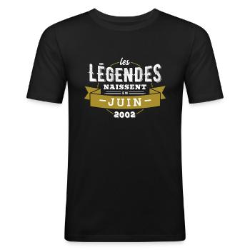 Les légendes naissent en juin 2002 - T-shirt près du corps Homme - noir - Devant - Nik (191cm)