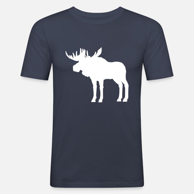 Elch Silhouette - Männer Slim Fit T-Shirt - Navy