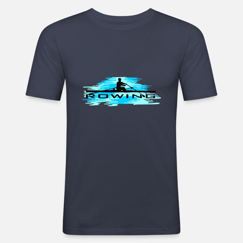 Aviron, rameur et eau - T-shirt près du corps Homme - bleu marine