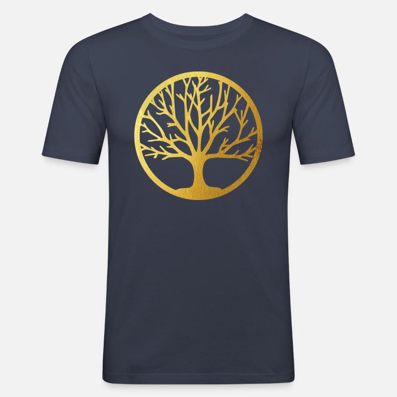 Baum des Lebens ,Lebensbaum,Graffiti,gold - Männer Slim Fit T-Shirt - Navy