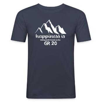 Happiness is hiking with friends on the GR20 - T-shirt près du corps Homme - bleu marine - Devant - Nik (191cm)