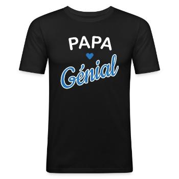 Papa génial - T-shirt près du corps Homme - noir - Devant - Nik (191cm)