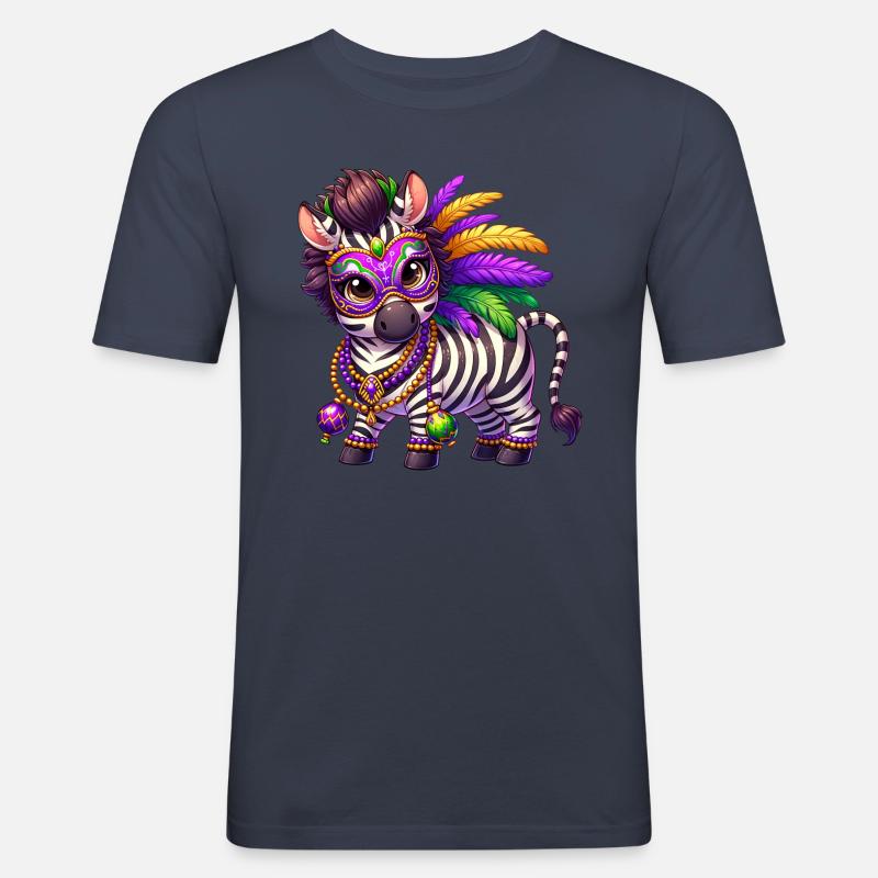 Mardi Gras Zebra Comic Süß - Männer Slim Fit T-Shirt - Navy