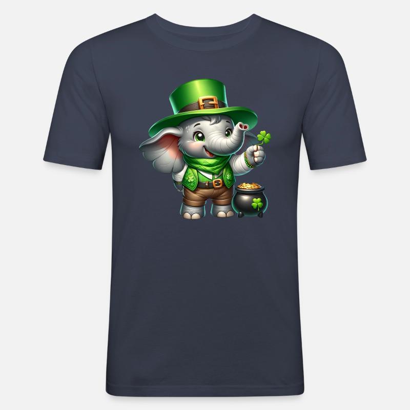 St. Patricks Day Elefant Feier - Männer Slim Fit T-Shirt - Navy