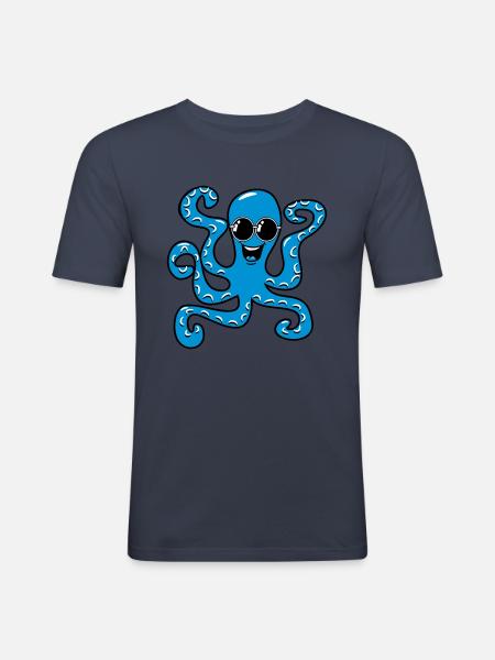 Squid oktopus sunglasses - Men's Slim Fit T-Shirt - navy