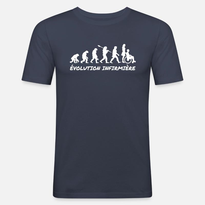 évolution infirmière - T-shirt près du corps Homme - bleu marine