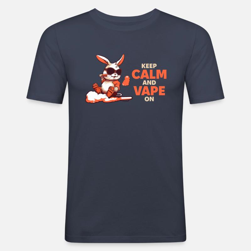 Keep Calm And Vape On - Männer Slim Fit T-Shirt - Navy