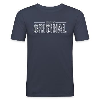 Original 1975 Retro 1975 Jubiläumsgeschenk - Männer Slim Fit T-Shirt - Navy - Vorne - Nik (191cm)