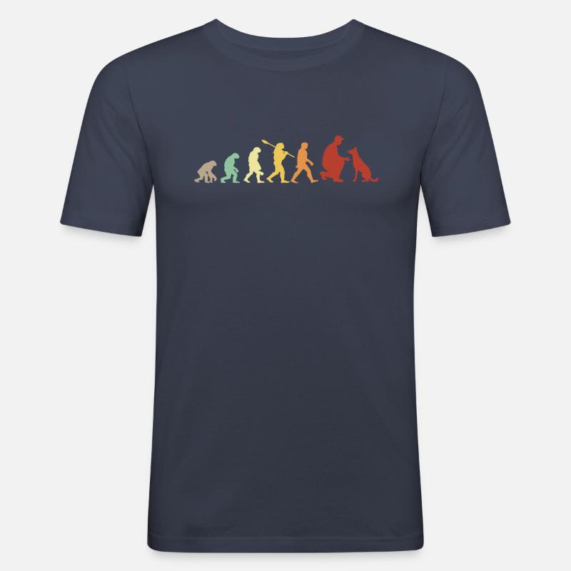 Evolution Lustiger Belgischer Malinois-Schäferhund - Männer Slim Fit T-Shirt - Navy