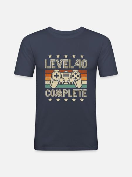 40 år Retro Gaming 40-årspresent - Slim Fit T-shirt herr - marinblå