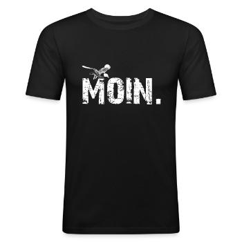 Moin Möwe - Männer Slim Fit T-Shirt - Schwarz - Vorne - Nik (191cm)