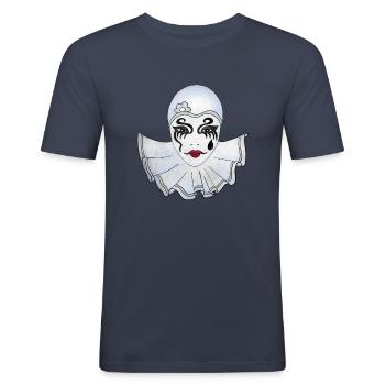 Pierrot weiß Karneval Venedig Illustration - Männer Slim Fit T-Shirt - Navy - Vorne - Nik (191cm)